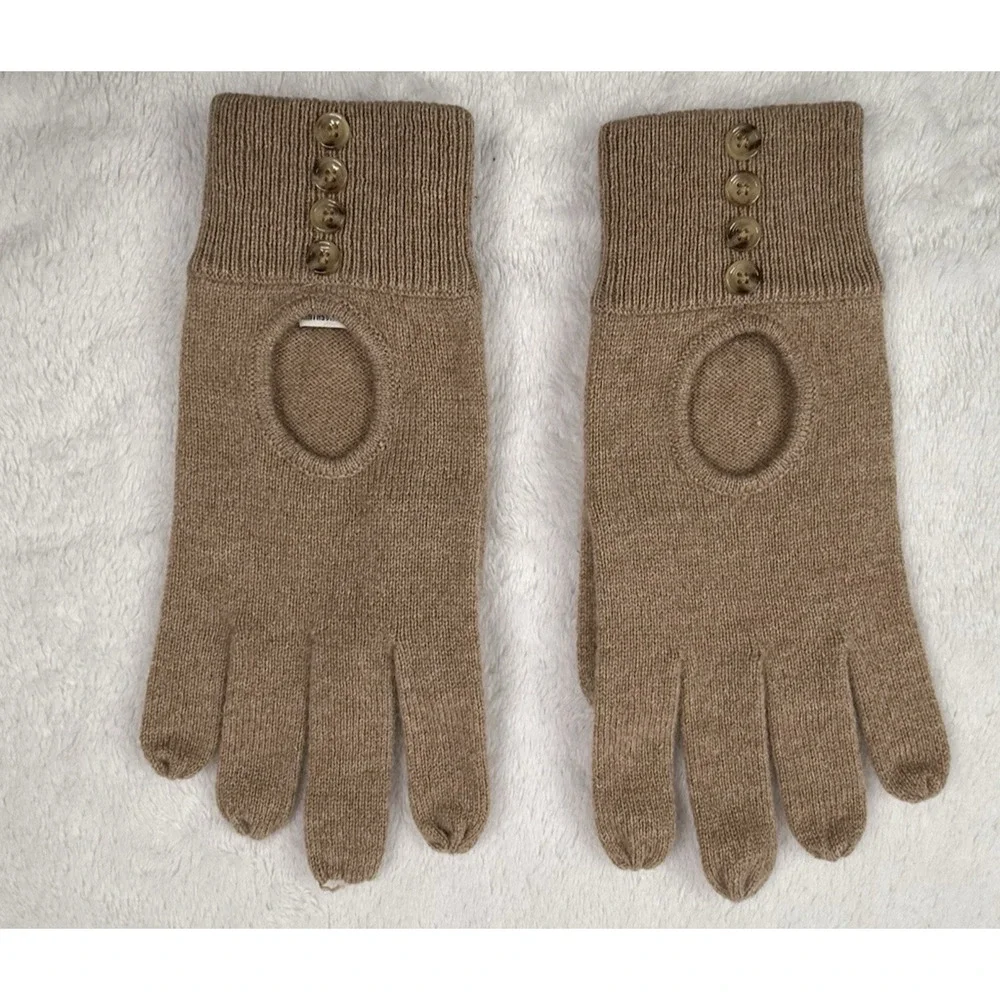 McCulley's Highlands 100% Cashmere Gloves Beige Dainty Feminine S / M Heritage‎